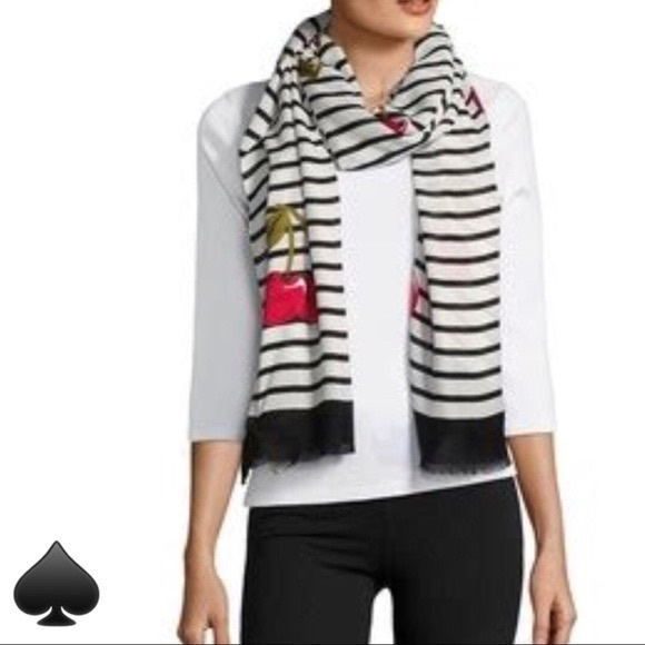 Adorable Kate Spade New York Ma Cherrie Oblong Scarf/Wrap 🍒 - Picture 2 of 13